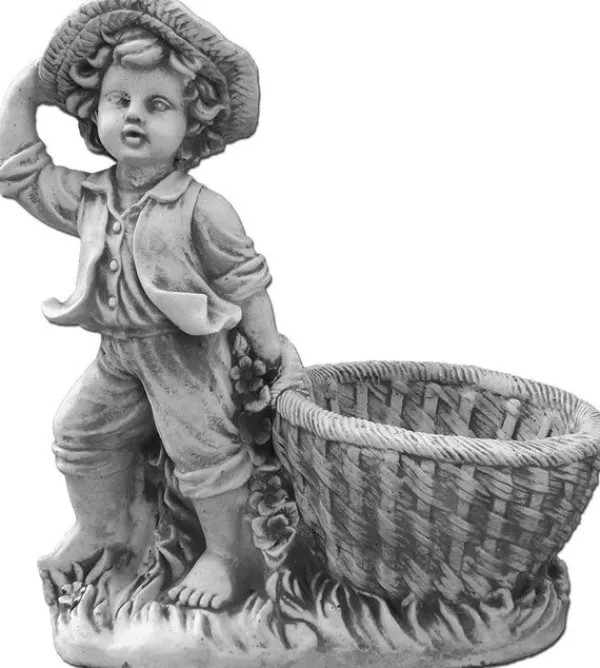 Gartendekoparadies Enfants & Anges|Jardinières-Garçon avec pot de fleurs