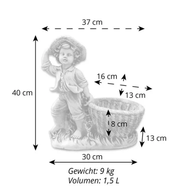 Gartendekoparadies Enfants & Anges|Jardinières-Garçon avec pot de fleurs