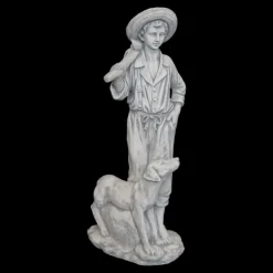 Gartendekoparadies Figures & Statues-Garçon avec un chien de chasse
