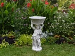 Gartendekoparadies Figures & Statues|Jardinières-Garçon avec un grand bol de plantes