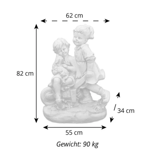 Gartendekoparadies Enfants & Anges-Garçon et fille avec brouette