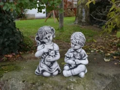 Gartendekoparadies Enfants & Anges-Garçon et fille avec des animaux