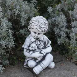 Gartendekoparadies Enfants & Anges-Garçon et fille avec des animaux