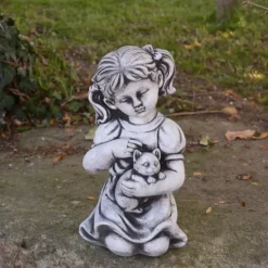 Gartendekoparadies Enfants & Anges-Garçon et fille avec des animaux