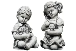 Gartendekoparadies Enfants & Anges-Garçon et fille avec des animaux