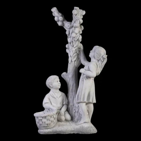 Gartendekoparadies Figures & Statues|Enfants & Anges-Garçon et fille avec une statue de mangeoire à oiseaux