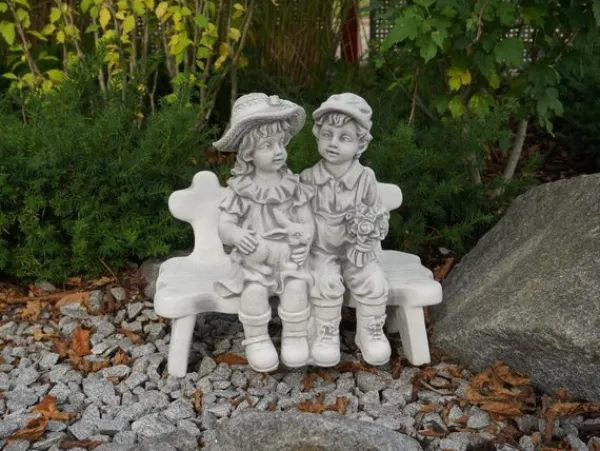 Gartendekoparadies Enfants & Anges-Garçon et fille sur un banc