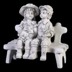 Gartendekoparadies Enfants & Anges-Garçon et fille sur un banc