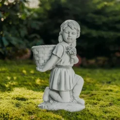 Gartendekoparadies Enfants & Anges|Jardinières-Girl Figurine with Plant Basket