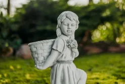 Gartendekoparadies Enfants & Anges|Jardinières-Girl Figurine with Plant Basket