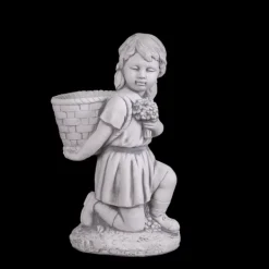 Gartendekoparadies Enfants & Anges|Jardinières-Girl Figurine with Plant Basket