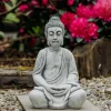 Gartendekoparadies Bouddhas-Grande statue de Bouddha en coloris gris