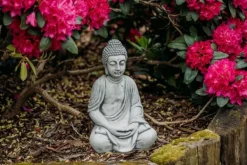 Gartendekoparadies Bouddhas-Grande statue de Bouddha en coloris gris