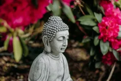 Gartendekoparadies Bouddhas-Grande statue de Bouddha en coloris gris