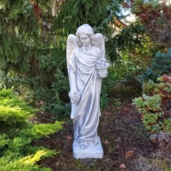 Gartendekoparadies Enfants & Anges-Grande statue d'ange sur une base stable