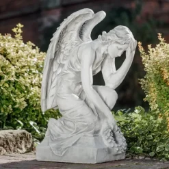Gartendekoparadies Enfants & Anges-Grande statue d'ange sur socle