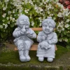 Gartendekoparadies Enfants & Anges-Grand-père et grand-mère sur un banc dans le jardin
