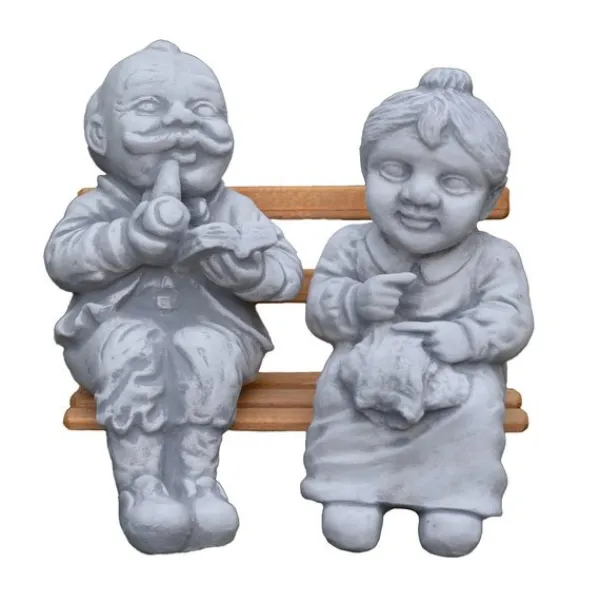 Gartendekoparadies Enfants & Anges-Grand-père et grand-mère sur un banc dans le jardin