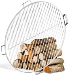 Gartendekoparadies Bols À Feu & Poêles De Jardin-Grille de cuisson en acier inox 60 cm avec 4 poignées à poser sur brasero