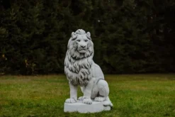Gartendekoparadies Animaux-Immense lion de pierre sur socle tourné vers la gauche