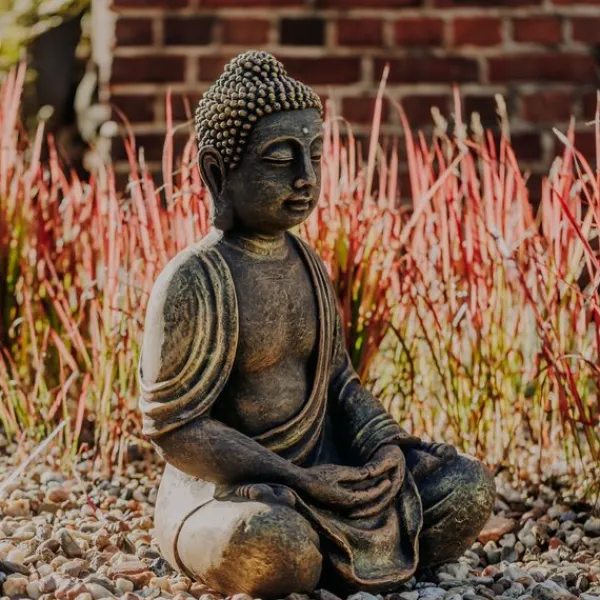 Gartendekoparadies Bouddhas-Immense statue de Bouddha dans des tons de bronze exclusifs