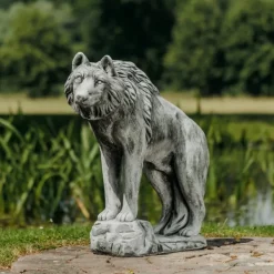 Gartendekoparadies Animaux-Imposante statue de loup