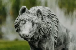 Gartendekoparadies Animaux-Imposante statue de loup