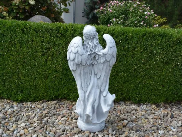 Gartendekoparadies Enfants & Anges-La figure d'ange se tient solidement sur une surface en pierre