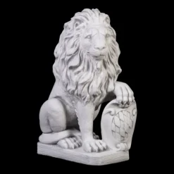 Gartendekoparadies Animaux-Lion avec bouclier sur la patte gauche