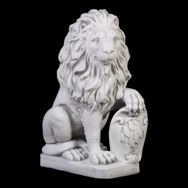 Gartendekoparadies Animaux-Lion avec bouclier sur la patte gauche