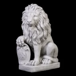 Gartendekoparadies Animaux-Lion avec bouclier sur la patte droite