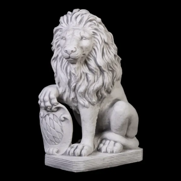 Gartendekoparadies Animaux-Lion avec bouclier sur la patte droite