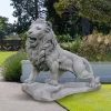 Gartendekoparadies Animaux-Lion de pierre sur rocher : regardant vers la gauche