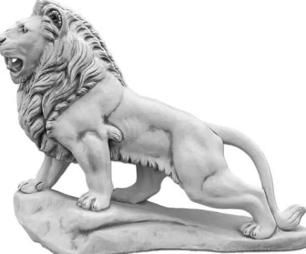 Gartendekoparadies Animaux-Lion de pierre sur rocher : regardant vers la gauche