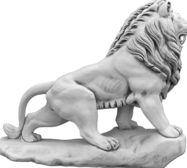 Gartendekoparadies Animaux-Lion de pierre sur rocher : regardant vers la gauche