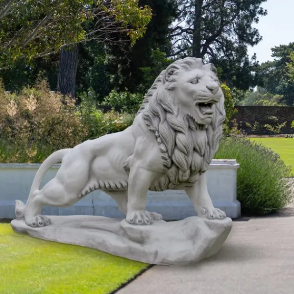 Gartendekoparadies Animaux-Lion de pierre sur rocher : regardant vers la droite