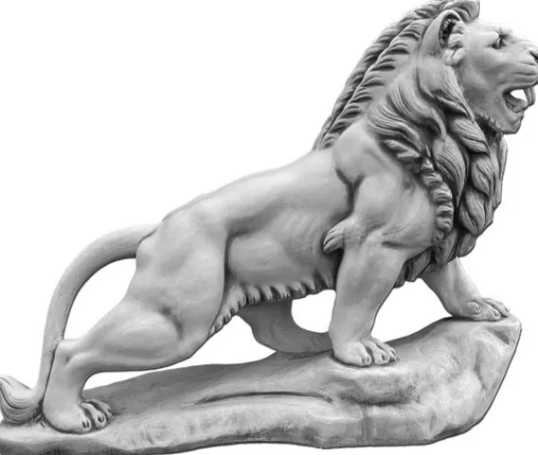 Gartendekoparadies Animaux-Lion de pierre sur rocher : regardant vers la droite