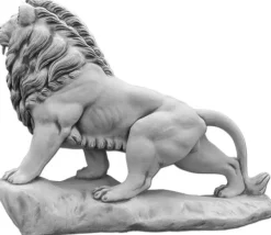 Gartendekoparadies Animaux-Lion de pierre sur rocher : regardant vers la droite