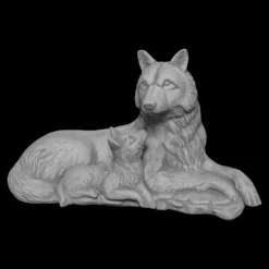 Gartendekoparadies Animaux-Louve avec petit chiot