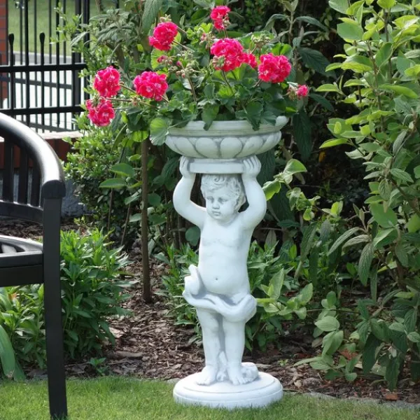 Gartendekoparadies Figures & Statues|Enfants & Anges-Magnifique garçon comme un pilier de fleurs