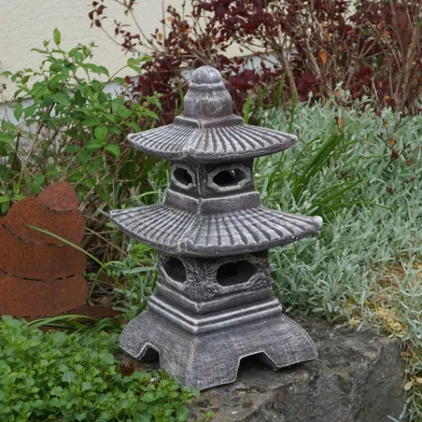 Gartendekoparadies Lanternes En Pierre-Pagode Japonaise Antique à Huit Fenêtres (Multicolore)