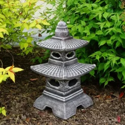 Gartendekoparadies Lanternes En Pierre-Pagode Japonaise Antique à Huit Fenêtres (Multicolore)