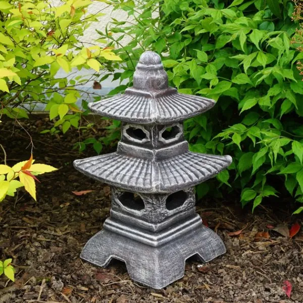 Gartendekoparadies Lanternes En Pierre-Pagode Japonaise Antique à Huit Fenêtres (Multicolore)