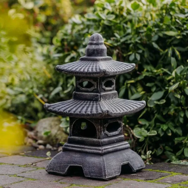 Gartendekoparadies Lanternes En Pierre-Pagode Japonaise Antique à Huit Fenêtres (Multicolore)