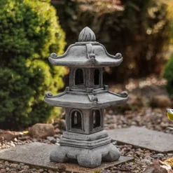 Gartendekoparadies Lanternes En Pierre-Pagode japonaise en pierre à deux étages