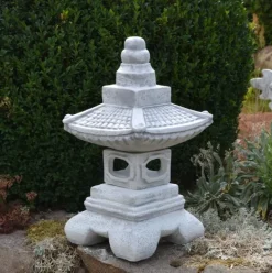 Gartendekoparadies Lanternes En Pierre-Pagode Yukimi avec un large toit