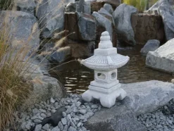 Gartendekoparadies Lanternes En Pierre-Pagode Yukimi avec un large toit