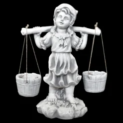 Gartendekoparadies Enfants & Anges-Personnage de fille avec panier suspendu