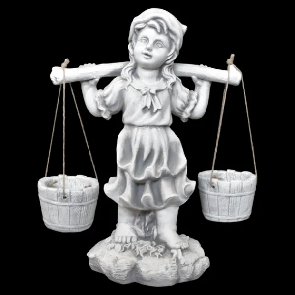 Gartendekoparadies Enfants & Anges-Personnage de fille avec panier suspendu