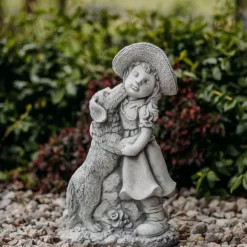 Gartendekoparadies Enfants & Anges-Petite fille avec chien